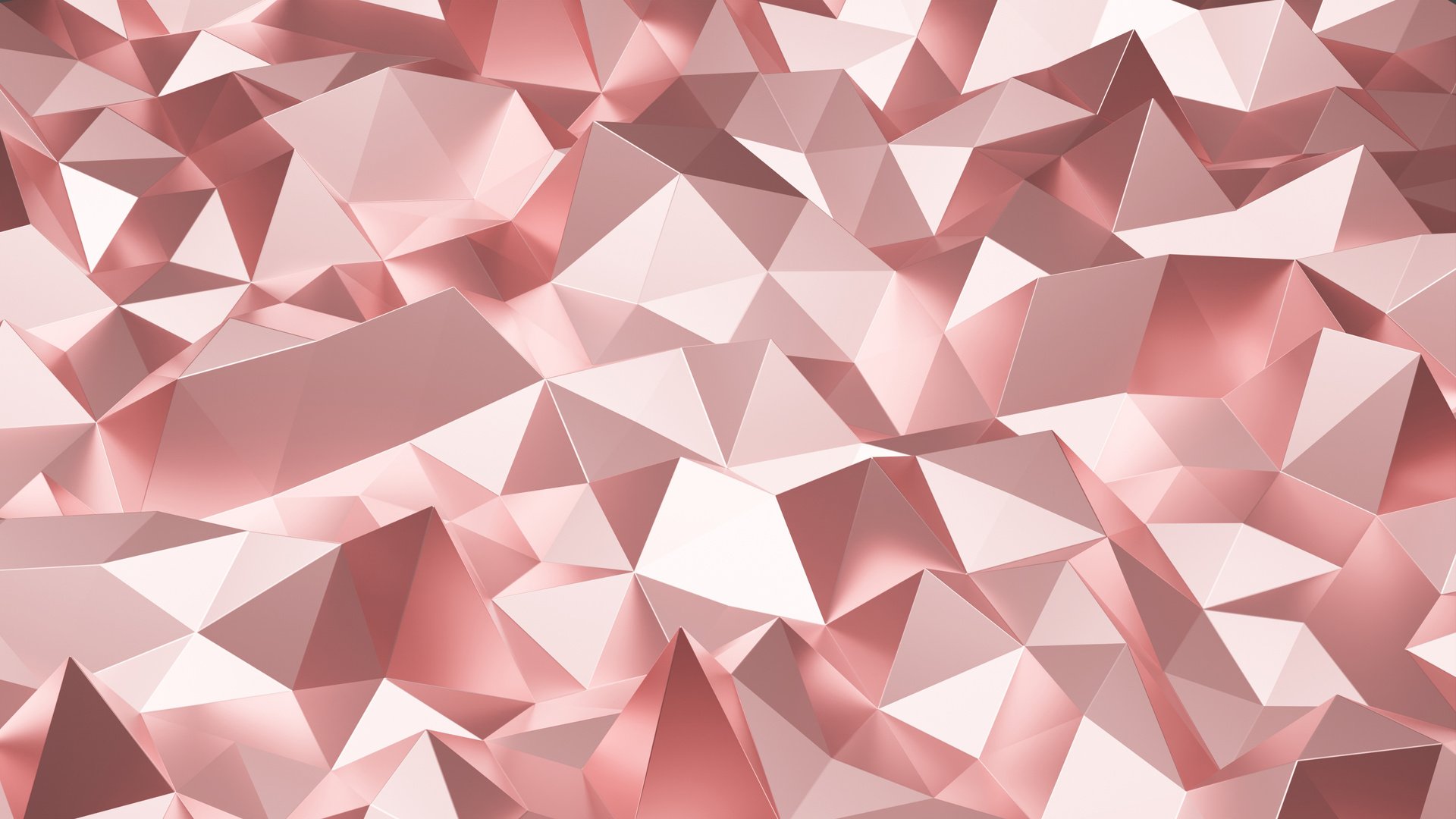 3D rendering rose gold triangle abstract background, Low polygon pink gold background